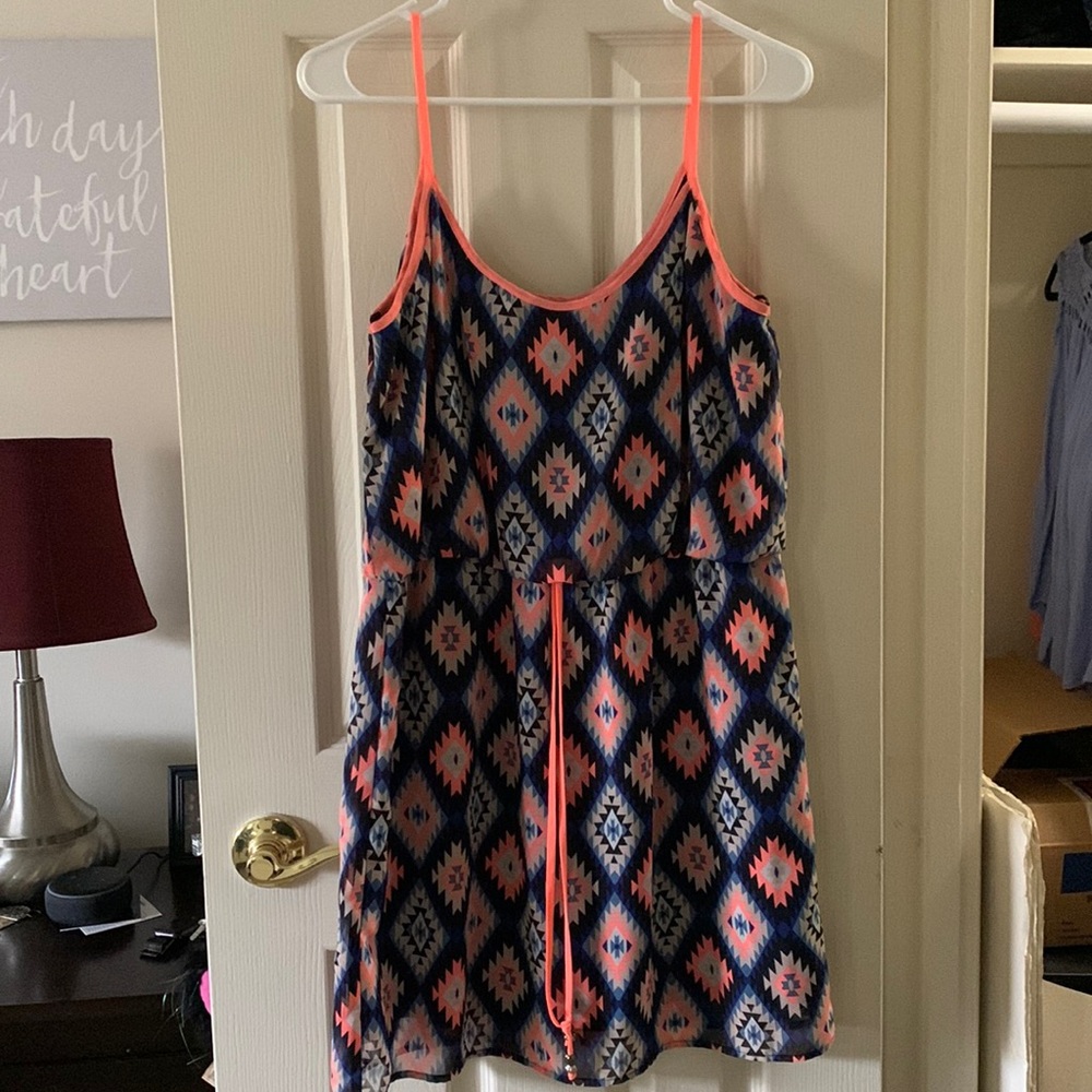 Multi patterned summer dress. Size Large in Juniors